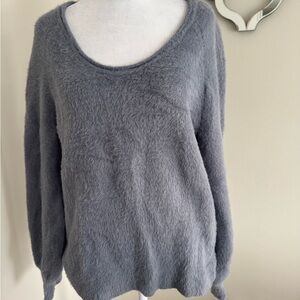 Abercrombie & Fitch Soft Gray Fuzzy Scoop Neck Sweater